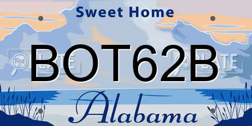 BOT62B Alabama License Plate