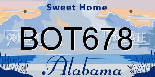 BOT678 Alabama License Plate