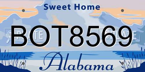 BOT8569 Alabama License Plate