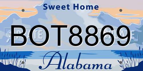 BOT8869 Alabama License Plate
