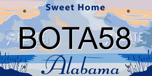 BOTA58 Alabama License Plate