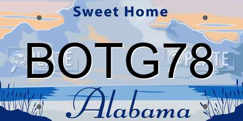 BOTG78 Alabama License Plate