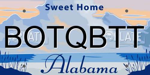 BOTQBTT Alabama License Plate