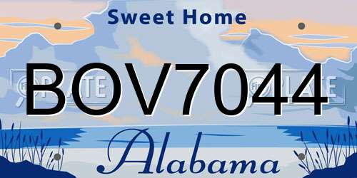 BOV7044 Alabama License Plate