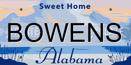 BOWENS Alabama License Plate