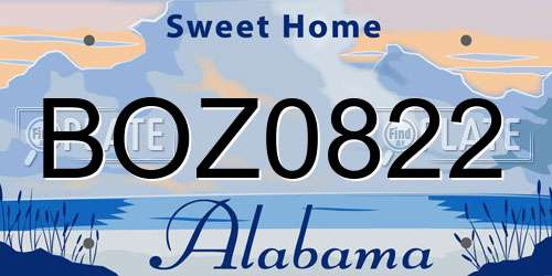 BOZ0822 Alabama License Plate
