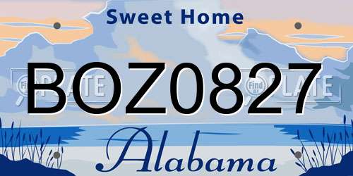 BOZ0827 Alabama License Plate