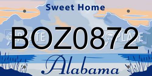 BOZ0872 Alabama License Plate