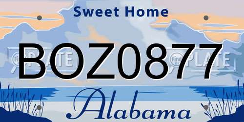 BOZ0877 Alabama License Plate