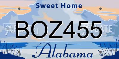 BOZ455 Alabama License Plate
