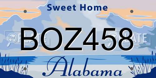 BOZ458 Alabama License Plate