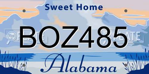 BOZ485 Alabama License Plate