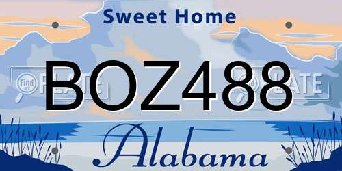 BOZ488 Alabama License Plate