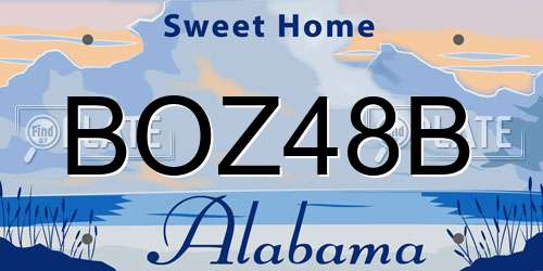 BOZ48B Alabama License Plate