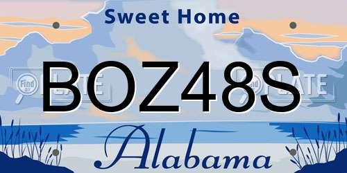 BOZ48S Alabama License Plate