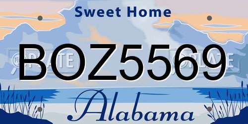 BOZ5569 Alabama License Plate