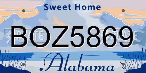 BOZ5869 Alabama License Plate