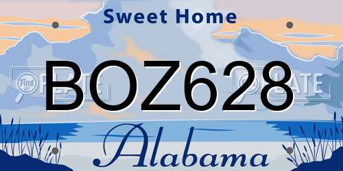 BOZ628 Alabama License Plate
