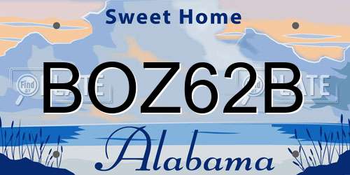 BOZ62B Alabama License Plate