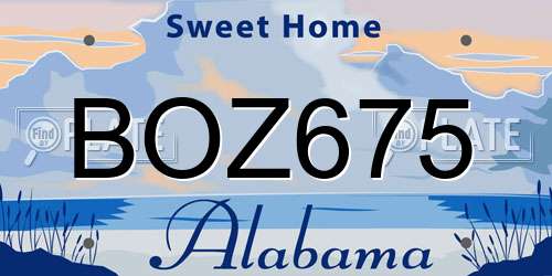 BOZ675 Alabama License Plate
