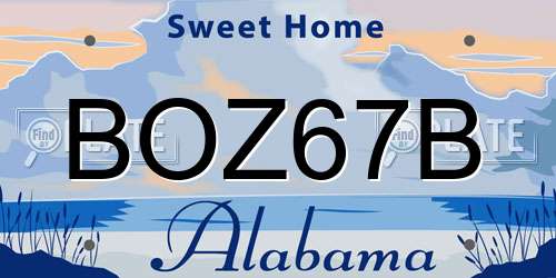 BOZ67B Alabama License Plate
