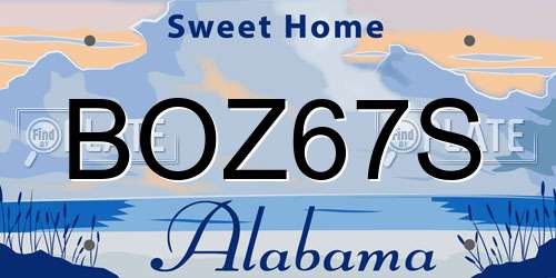BOZ67S Alabama License Plate