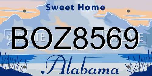 BOZ8569 Alabama License Plate
