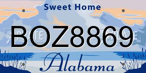 BOZ8869 Alabama License Plate