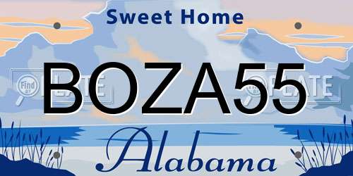 BOZA55 Alabama License Plate