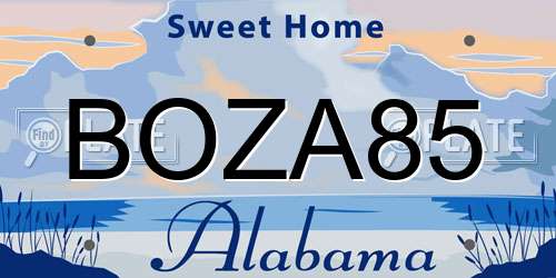 BOZA85 Alabama License Plate