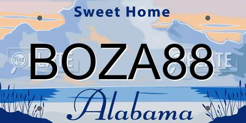 BOZA88 Alabama License Plate