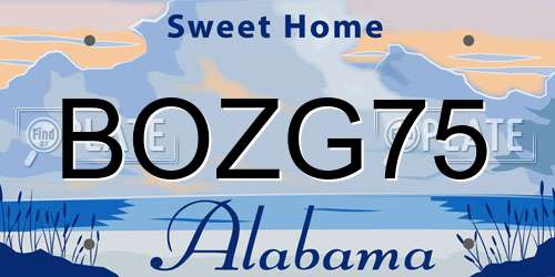 BOZG75 Alabama License Plate