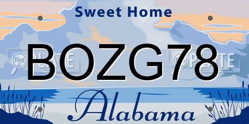 BOZG78 Alabama License Plate