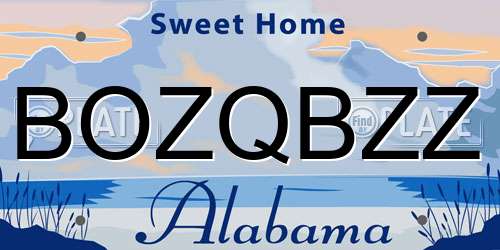 BOZQBZZ Alabama License Plate