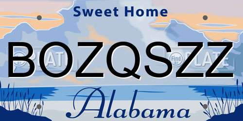 BOZQSZZ Alabama License Plate