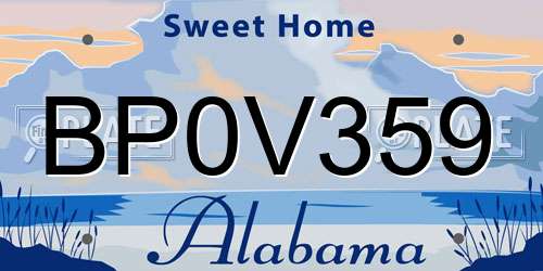 BP0V359 Alabama License Plate
