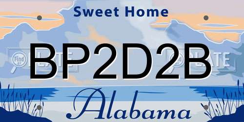 BP2D2B Alabama License Plate
