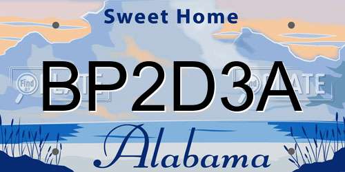 BP2D3A Alabama License Plate