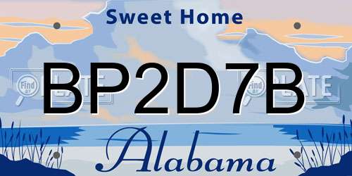 BP2D7B Alabama License Plate