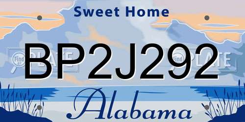BP2J292 Alabama License Plate