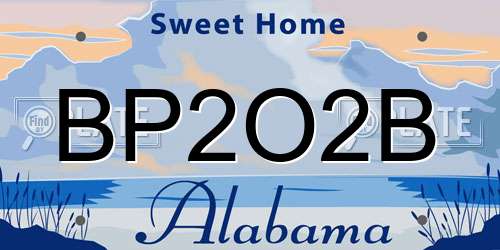 BP2O2B Alabama License Plate