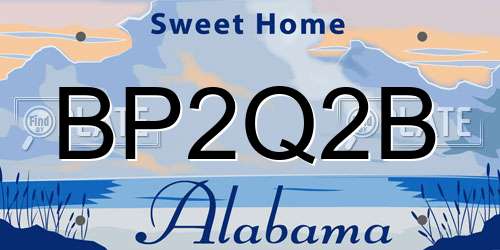 BP2Q2B Alabama License Plate