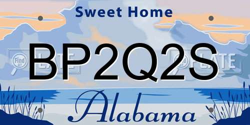 BP2Q2S Alabama License Plate