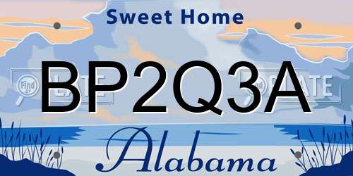 BP2Q3A Alabama License Plate