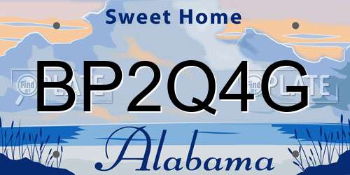 BP2Q4G Alabama License Plate