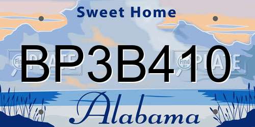 BP3B410 Alabama License Plate
