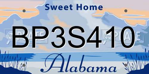 BP3S410 Alabama License Plate