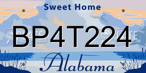 BP4T224 Alabama License Plate