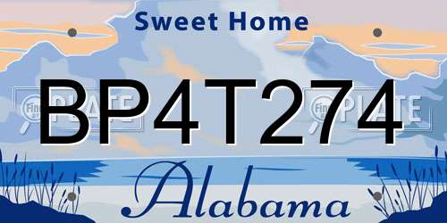 BP4T274 Alabama License Plate