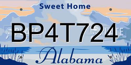 BP4T724 Alabama License Plate